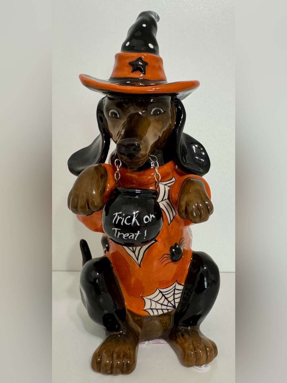 Blue Sky Dachshund Halloween Witch Trick-or-Treat Figurine NWT